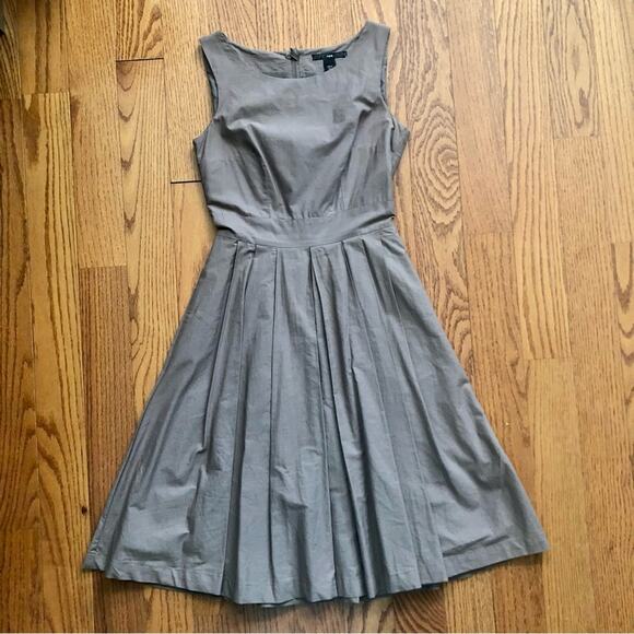 H&M A-Line Taupe Lined Sleeveless Hidden Zipper CottonDress Women’s Size 2 - Picture 2 of 11